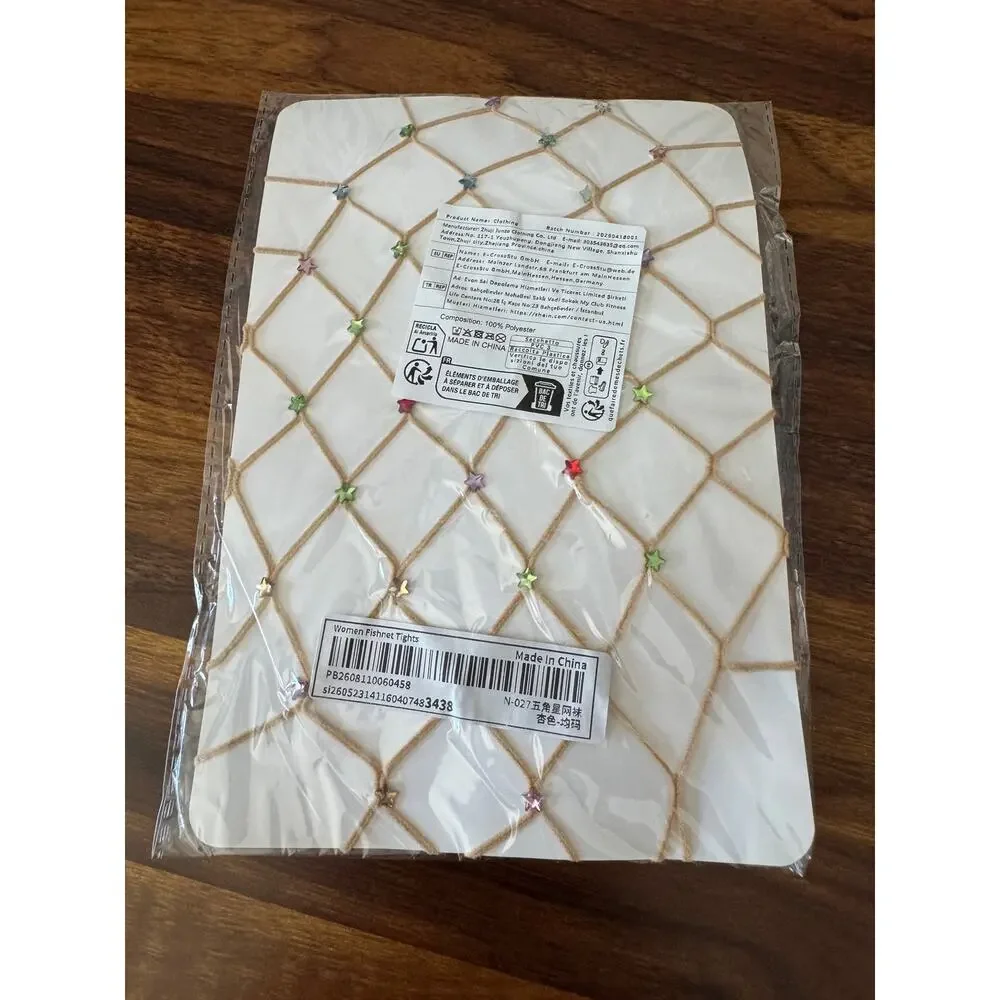 NWT Multicolored Star Fishnet Tights